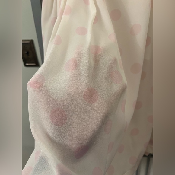 Christian Dior Vintage 6P (Fits like 0) Pleated Skirt Pink Polka Dots XS Ivory - Picture 8 of 16